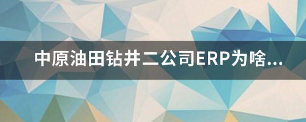 中原油田钻井二公司ERP为啥打不开了